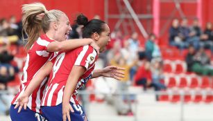 Charlyn Corral en festejo de gol contra el Real Madrid