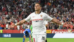 Chicharito festeja su gol ante el Getafe