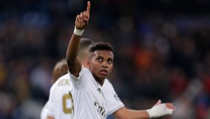 Rodrygo Goes, en pleno festejo de uno de sus tres goles