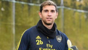 Martínez en un entrenamiento con Arsenal