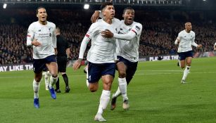 Firmino celebra la anotación del triunfo de Liverpool 