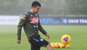 Chucky Lozano, en el entrenamiento del Napoli