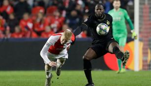 Romelu Lukaku en el partido contra Slavia de Praga