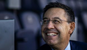 Josep Bartomeu durante una entrevista con The Associated Press en el estadio Camp Nou de Barcelona