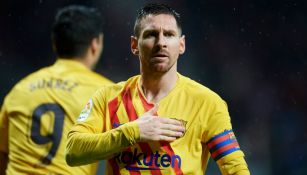 Messi celebrando el gol ante el ATM