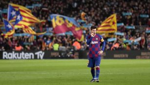 Messi en el Camp Nou durante El Clásico
