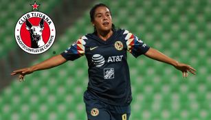 Lucero Cuevas festeja un gol con América