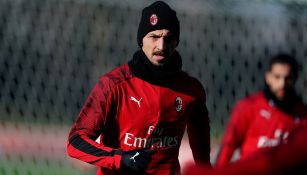 Zlatan Ibrahimovic, en un entrenamiento del Milan