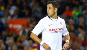 Javier Hernández, en el juego del Sevilla frente al Barcelona