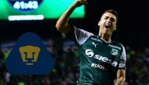 Dinenno festeja un gol con Deportivo Cali