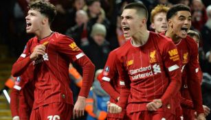 Jugadores del Liverpool, en festejo de gol