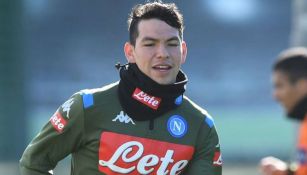 Lozano, en un entrenamiento del Napoli