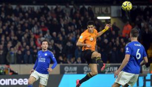 Raúl Jiménez durante el partido entre Wolves y Leicester City