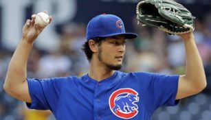 Darvish en un juego con los Cubs 