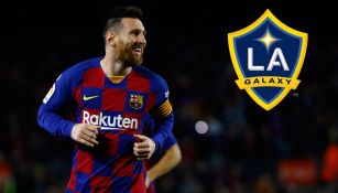 Messi festeja un gol con Barcelona