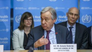 Antonio Guterres hablando de coronavirus en el World Health Organization (WHO) 