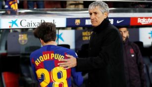 Quique Setién junto a Riqui Puig