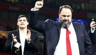 Vanguelis Marinakis tras una victoria del Olympiacos 