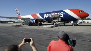 Avión de New England Patriots tras regresar de China