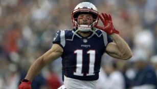 Julian Edelman celebra una anotación con los Patriots 