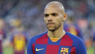 Martin Braithwaite, en un juego con el Barcelona