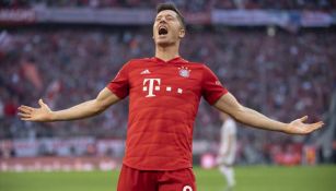 Lewandowski celebra una anotación con el Bayern Munich