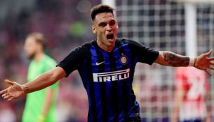 Lautaro Martínez celebra una anotación con el Inter 