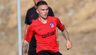 Kieran Trippier en un entrenamiento con el Atlético 