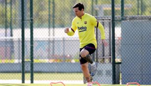 Messi durante un entrenamiento del Barcelona