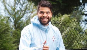 Néstor Araujo durante un entrenamiento con Celta de Vigo