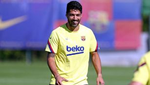 Luis Suárez durante un entrenamiento con Barcelona