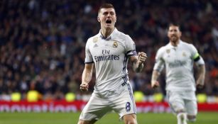 Toni Kroos celebra una anotación con el Real Madrid