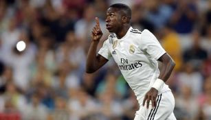 Vinicius durante un partido con el Real Madrid en LaLiga 