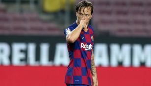 Ivan Rakitic festeja una anotación con el Barcelona en LaLiga