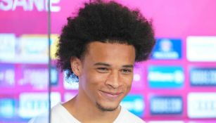 Leroy Sané, durante su presentación con el Bayern Munich