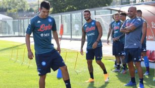 Hirving Lozano en pretemporada con Napoli 