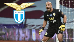 Pepe Reina durante un duelo con el Aston Villa 