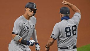 Judge celebra su home run a Indians