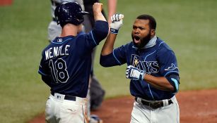 Margot celebra su home run ante Toronto