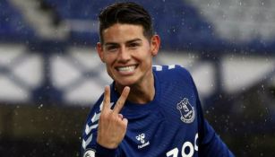 James Rodríguez en festejo con Everton