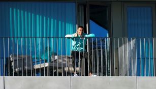 Cristiano viendo el entrenamiento de Portugal