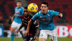 Hirving Lozano en partido vs Bolonia