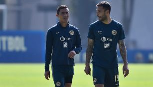 Aguilera y Aguilar, en un entrenamiento en Coapa