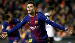 Philippe Coutinho festeja un gol con el Barcelona 