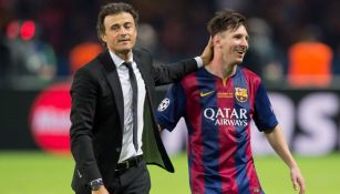 Lionel Messi y Luis Enrique tras ganar la Champions 