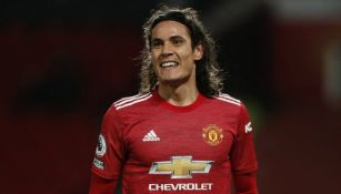 Edinson Cavani durante un partido con el United 