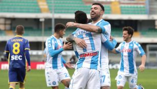 Chucky Lozano celebrando un gol ante el Hellas Verona