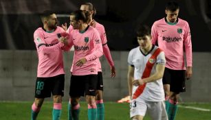 Jugadores del Barcelona celebrando un gol ante el Rayo