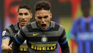 Lautaro Martínez tras anotar gol a favor del Inter de Milán