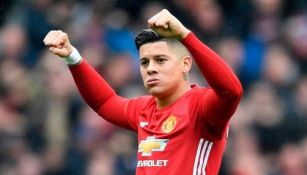 Marcos Rojo durante un partido con Manchester United